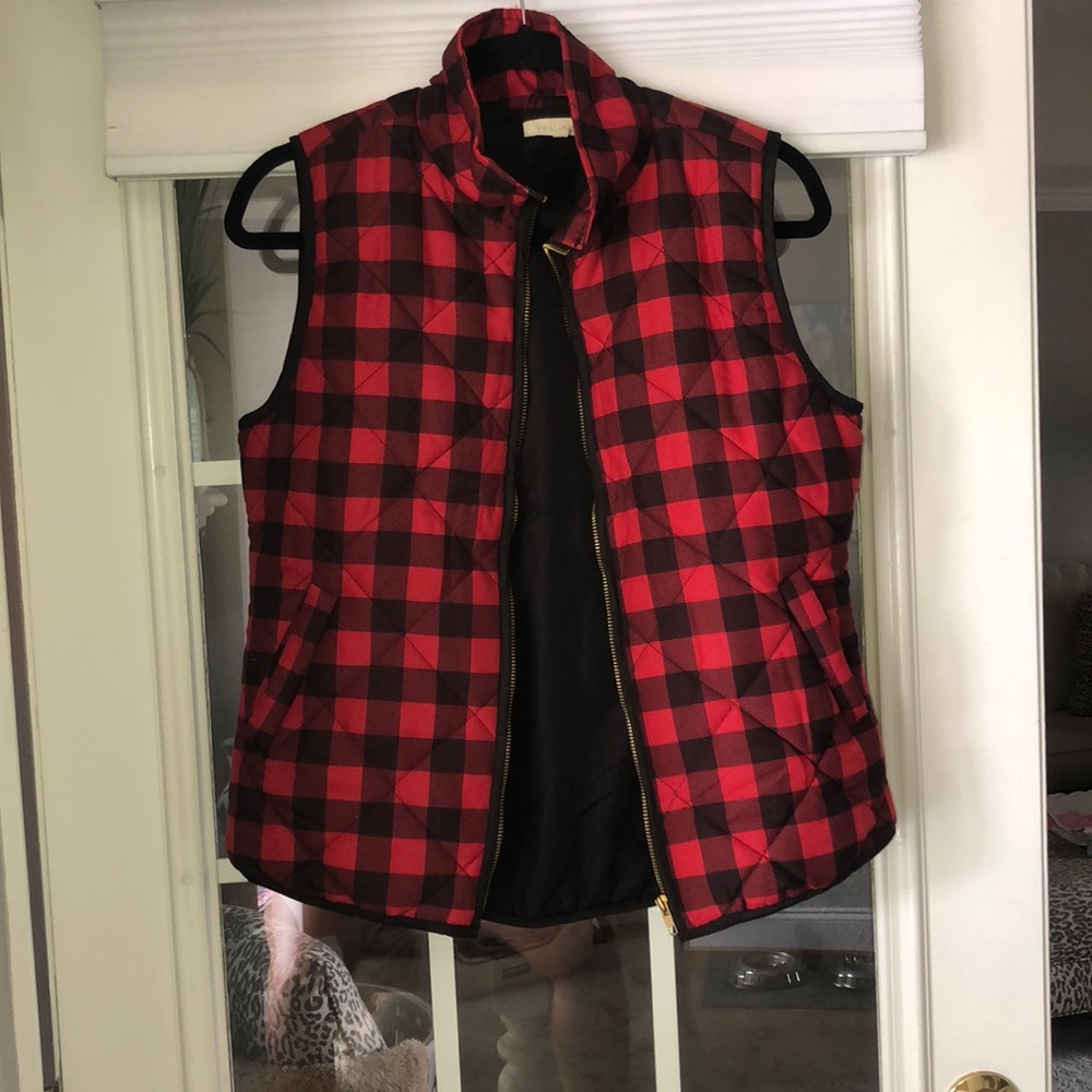 Black and Red Checkered Vest
